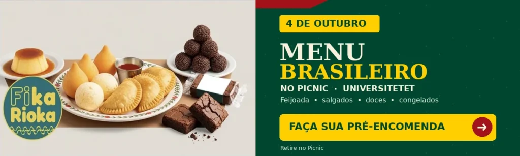 Banner da Fikarioka: menu brasileiro no Picnic em 4 de outubro. Faça sua pré-encomenda.