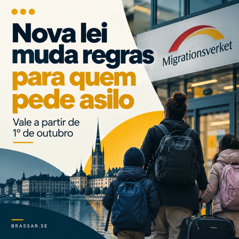 Arte Brassar sobre as novas regras para quem pede asilo na Suécia a partir de 1º de outubro.