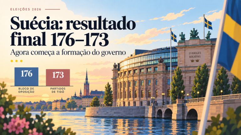 Resultado final da eleição sueca de 2026: 176 cadeiras para o bloco de oposição e 173 para os partidos de Tidö