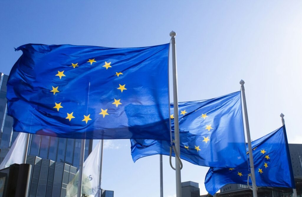 Bandeiras da União Europeia, ilustração para feira de carreiras da UE em Estocolmo