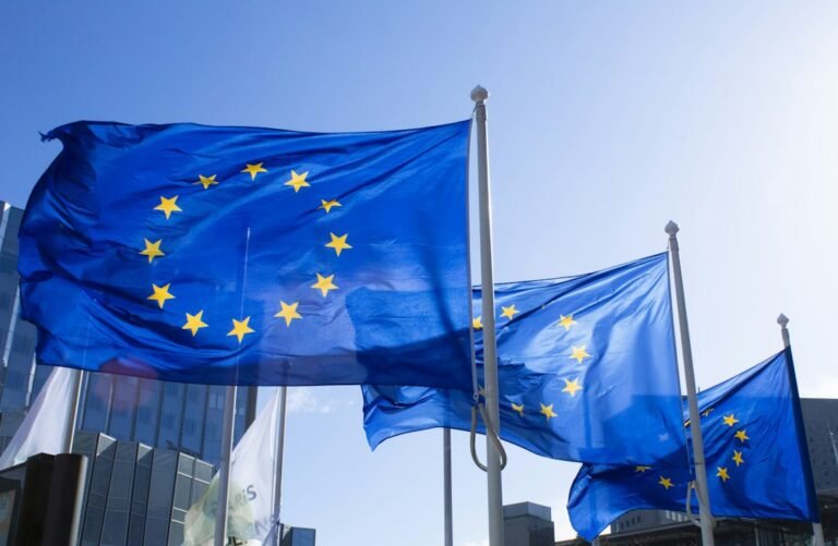 Bandeiras da União Europeia, ilustração para feira de carreiras da UE em Estocolmo