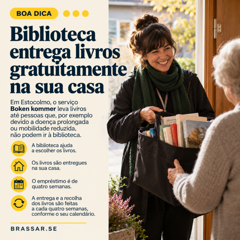 Boken kommer — biblioteca entrega livros gratuitamente em casa em Estocolmo — Brassar